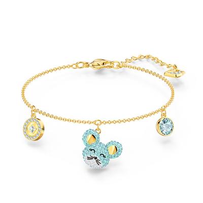 China New Cute Cute Blue Crystal Mouse Silver Bangle Female Gift for sale