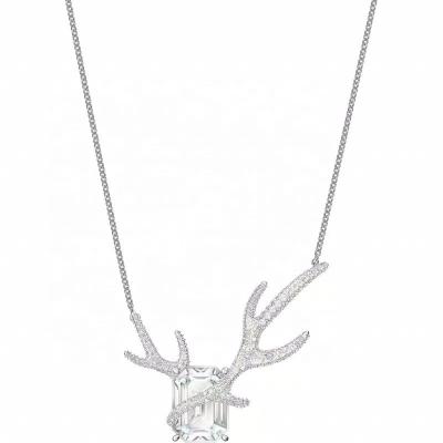 China Charm Crystal Necklace Elk Elks Temperament Clavicle Chain Women Girl Gift Full Diamonds Elegant for sale