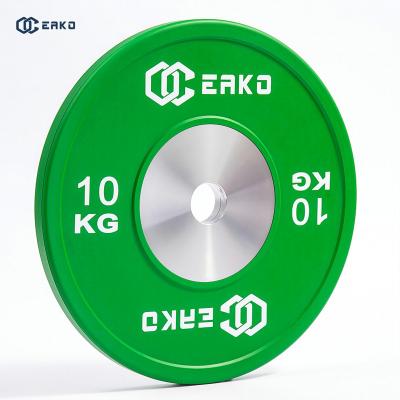 China Eako Universal Sports Barbell Bumper Color Weightlifting Fitness Competition Plates 10kg Rubber Bumper Plate for sale