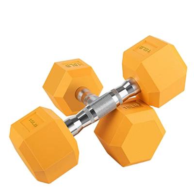 China Eco-Friendly Eako Sports Red Green Rubber Coated Steel Weights In Lbs Hex Colored Hex Dumbbells Sets 40kg for sale