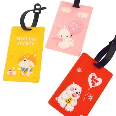 China Hotel/Airport OEM Custom Portable Cartoon Animal Style Soft PVC Luggage Tag For Filling Personal Information At Airport Or Hotel for sale