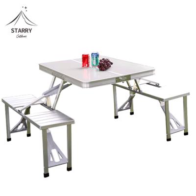 China Modern foldable dining table with folding chair and chair fold into the table for sale