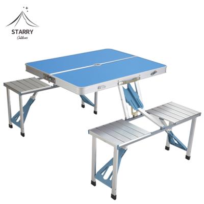 China Modern Hot Selling Aluminum Portable Folding Foldable Picnic Table And Chair Set for sale