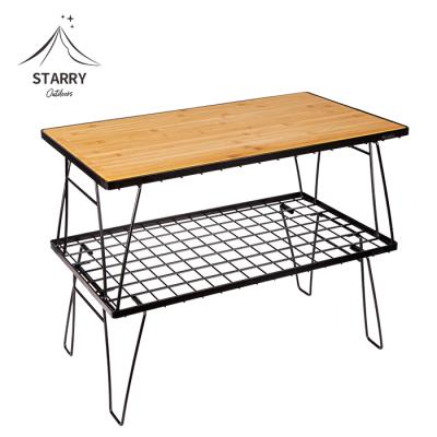 China Low Metal Modern Outdoor BBQ Foldable Picnic Table With Wood Top for sale