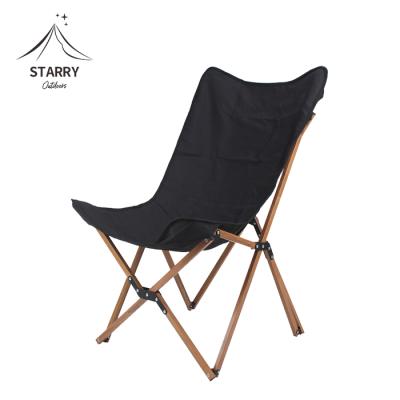 China Modern starry lightweight foldable wood grain aluminum butterfly chair for camping party for sale