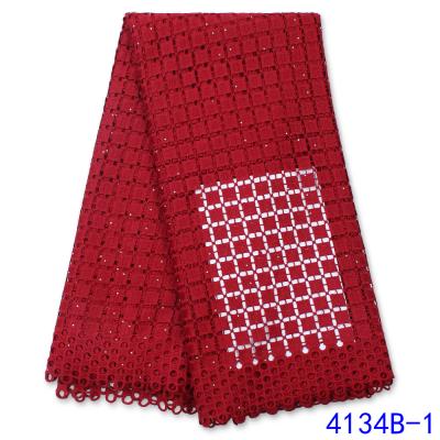 China 2021 Sustainable Nigeria Laces Ties Stock Lace Fabric Nigeria Newc For Africa Clothing 4134B for sale