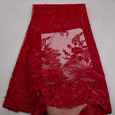 China Last Viable African French Net Lace Magenta Lace Fabric For Women XZ507B for sale