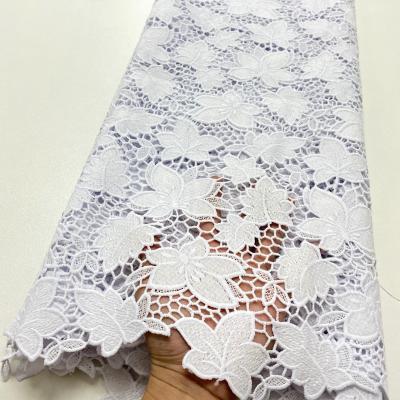 China Viable New Designs African Milk Silk Lace Fabric Pure White Lace Fabric Nigerian Cord Lace For Women NI5082 for sale