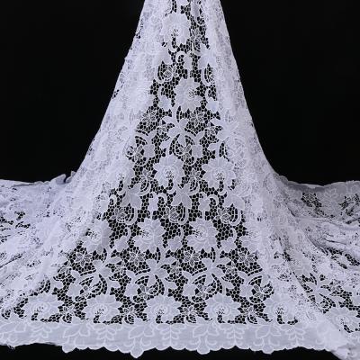 China Viable High Quality White Chiffon Lace New Nigeria Asoebi Cord Lace African Lace Fabric For Garment 4056B for sale