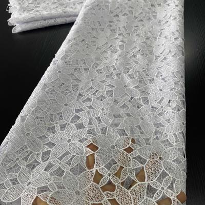 China 2020 Viable Nigerian Rope Lace Hot Selling Milk Lace Fabric African Silk Lace Fabrics For Dress Dress 3347B for sale