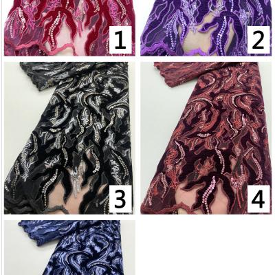 China High Quality African Velvet Lace Fabric 2021Latest Viable Nigerian Lace Fabric For Wedding Dress XZ4078B for sale