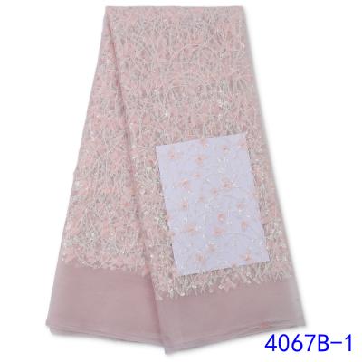 China XIUZI Viable 2021 High Quality 3D Beads Lace Fabric Nigerian French Net Tulle LaceBride Lace Fabric For Wedding 4067B for sale