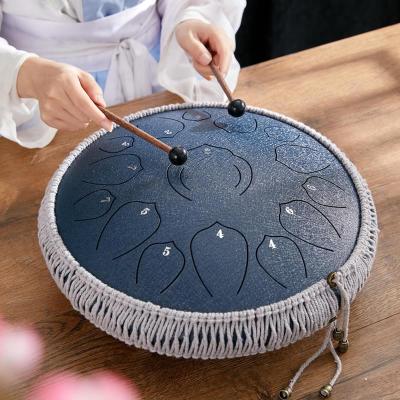 China Newest Environmental Sound Therapy 14inch Chakra Steel Materials Tongue Drum 15 Notes for sale