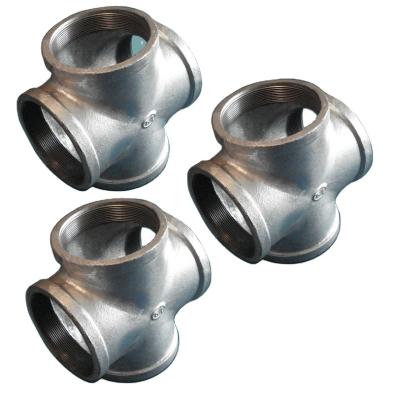 China Professional Supply Galvanized Cast Iron Four Way Malleable Pipe Fittings DN40X40 for sale