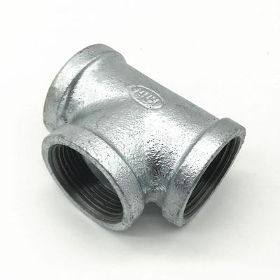 China DN50X50X50 Connecting Galvanized Iron Tee Branch Threaded Malleable Pipe Fittings for sale