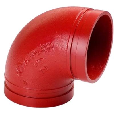 China Factory Wholesale Price 90 Degree Reducer Groove Elbow Grooved Pipe Fittings DN125X100 PN2.5Mpa for sale