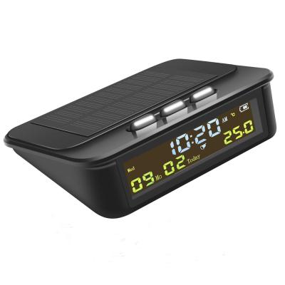 China LCD reading high quality built-in large capacity battery, high efficiency solar panel LCD display car clock for sale