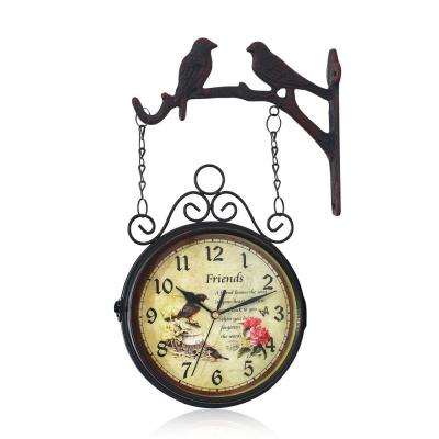 China New Antique Style Design Double Sided Wall Clock For Garden Decoration 3D Clock With High Quality for sale