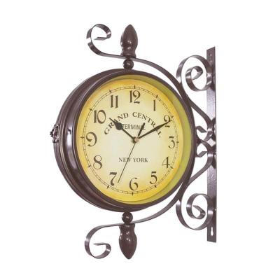 China Hot Selling Antique Style Double Faces Clock Cheap Decorative Garden 3D Wall Clock With Low Price for sale