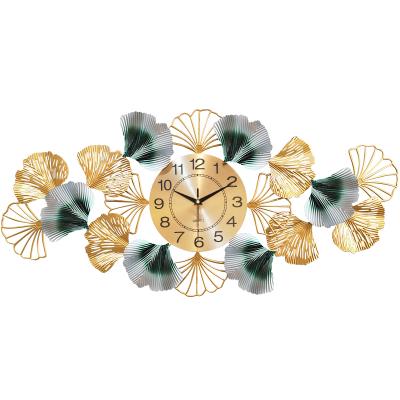 China Style Modern Antique Wall Clocks Newly For Sale Ginkgo Large Metal Wall Clock Living Room Decor Clock Home Wall Clock for sale