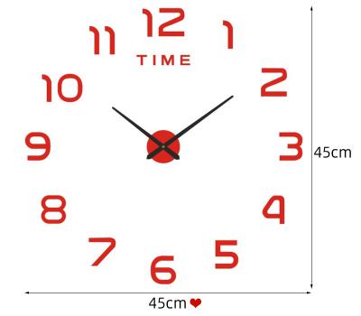 China 3D Wall Sticker Antique DIY Digital Decorative Frameless Home Style Wall Clock for sale