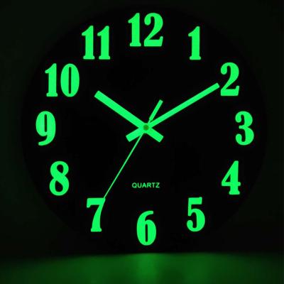 China 2021 Night Light Antique Style Fluorescence Wooden Luminous Wall Clock for sale