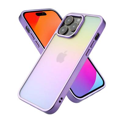 China Shockproof plating PC color matte plated tpu phone case back cover frame with raised edges camera protect for iphone 13 14 pro max for sale