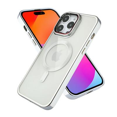 China Shockproof Glossy Color Plating Magnetic Cd Texture Ring tpu Phone Case For iPhone Metal Bezel Enhanced Camera Ring for sale