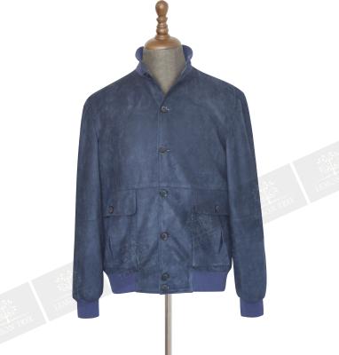 China Custom High Quality 100% Covered Anti-Shrink Button Suede Leather Man Jacket for sale