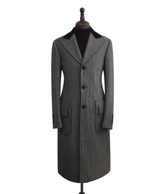 China 100% Wool Fabric MTM Cashmere Viable Service Overcoat Long Button Horn Gray Solid Men's Winter Coat From China for sale