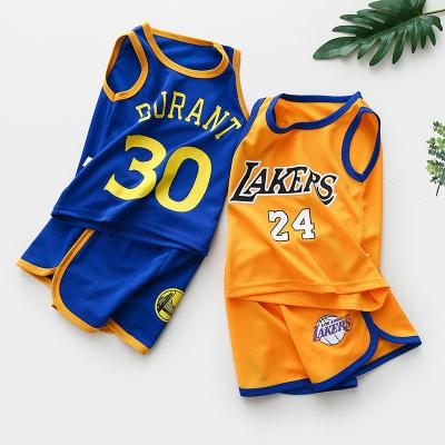 China Basketball short sleeve 2pcs uniform children's summer casual children's summer shorts tank top suit boys girls sports for sale