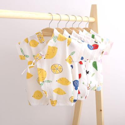 China Lightweight Breathable Baby Romper Combed Cotton Summer Baby Print Overalls Short Sleeve Rompers for sale