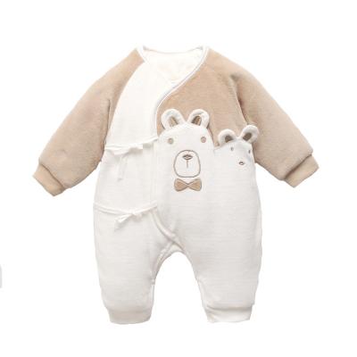 China Baby Newborn Partial Lace-up Onesie Romper Cardigan Cotton Velvet Newborn Clothes for sale