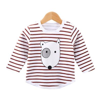 China Anti-pilling new baby tops for boys and girls striped bottom long sleeve shirt kids t-shirt baby for sale