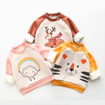 China 2020 fashions Anti-wrinkle children's tops new fleece tops boys and girls children's thick long-sleeved sweater for sale