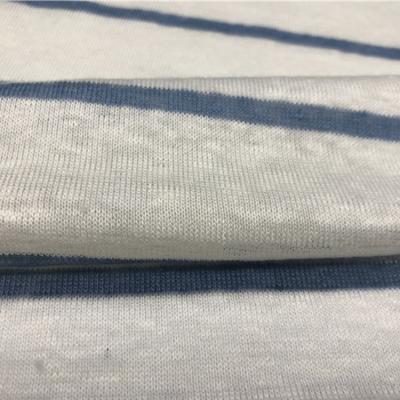 China Stripe T Shirts Stripe Designs Knitted Jersey Fabric 100% Plain Linen Fabric For Clothing for sale