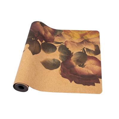 China Yoga Exercises Natural Rubber Cork Rubber Yoga Mat Full Color Printed Natural for sale