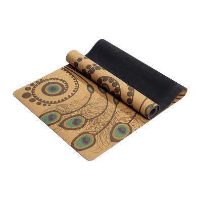 China Yoga Exercises Custom Natural Non-slip Rubber Recycled Private Label Cork Yoga Mat Eco Friendly Printing 100% for sale