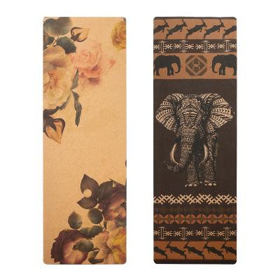 China Yoga Exercises Dropshipping Factory Price Eco Friendly Heat Transfer CMYK Printed Cork Yoga Mats Rubber With Custom Design And Private Label for sale