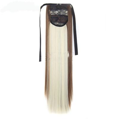 China European and American cabello silky straight wave wig peluca color ponytail straight hair rope tie piece extension hair wig foreign trade wig for sale