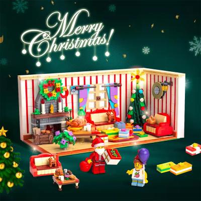 China Creative Building Toy MOC Family Scene Christmas Eve Santa Claus Decoration Ornaments Building Block Sets DIY Christmas Gift for sale