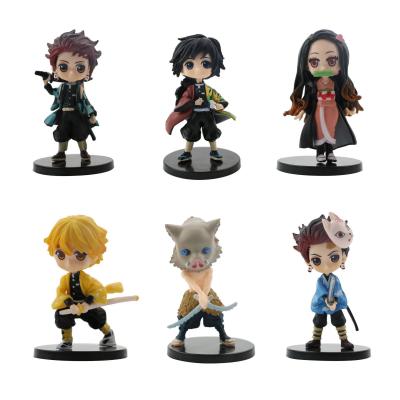 China Collectible Anime Series Toys 6 Styles Mini Demon Slayer Anime Model Kamado Nezuko Kochou Shinobu Cake Decorating Action Numbers for sale