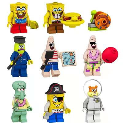 China Building Toy Lovely Assembly Block Bricks Sponge Bob Patrick Star Krab Squidward Building Blocks Toys For Kids Action Numbers for sale