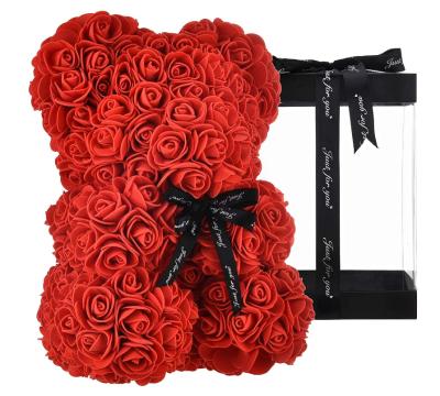 China High Quality Rose Flower Teddy Bear With Rose Bear Valentine's Day Gift Box for sale