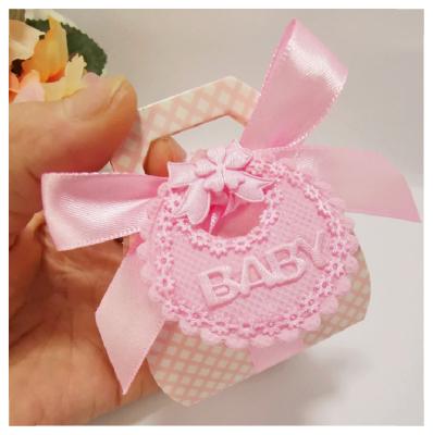 China New Recycled European Materials Style Candy Box With Ribbon Favors Gift Wrapping Paper Box For Baby Shower Birthday Party for sale