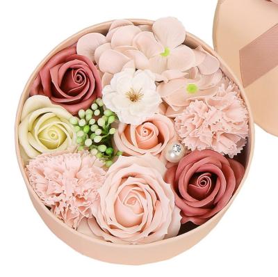 China Rose Soap Flower Small Round Soap Flower Bouquet New Birthday Gift Box For Flowers For Mother's Day for sale