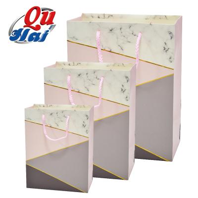 China High Quality Marble Recycled Materials Shopping Bag Luxury Boutique Gift Tote Bag Pink Foil With Your Own Logo for sale