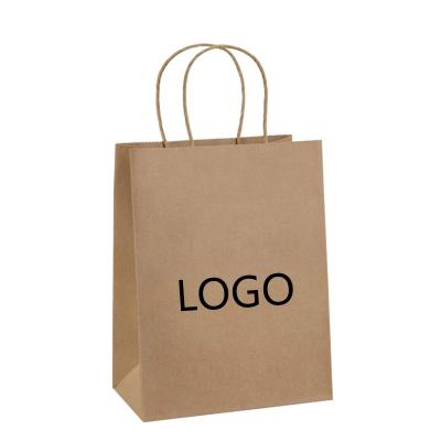 China Recycled Materials Recycled Custom Logo Printed Personalized Shopping Packaging Brown Paper Tote Bag With Handles for sale