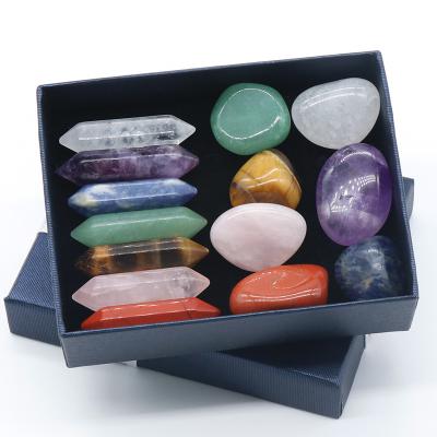 China Europe Seven Chakra Set Hexagonal Column 7 Irregular Yoga Stone Set Gift Box Manufacturers Wholesale for sale