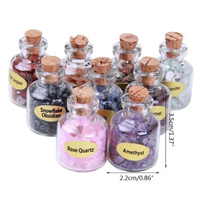 China Europe 9 sets Mini Gemstone Bottles Chip Crystal Bottled Gem Reiki Wicca Stones Set Tumbled Healing Gem Stones Decoration Semi-precious for sale